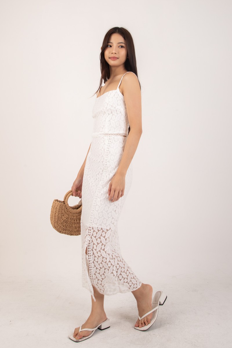 Aurielle Cropped Lace Skirt in White