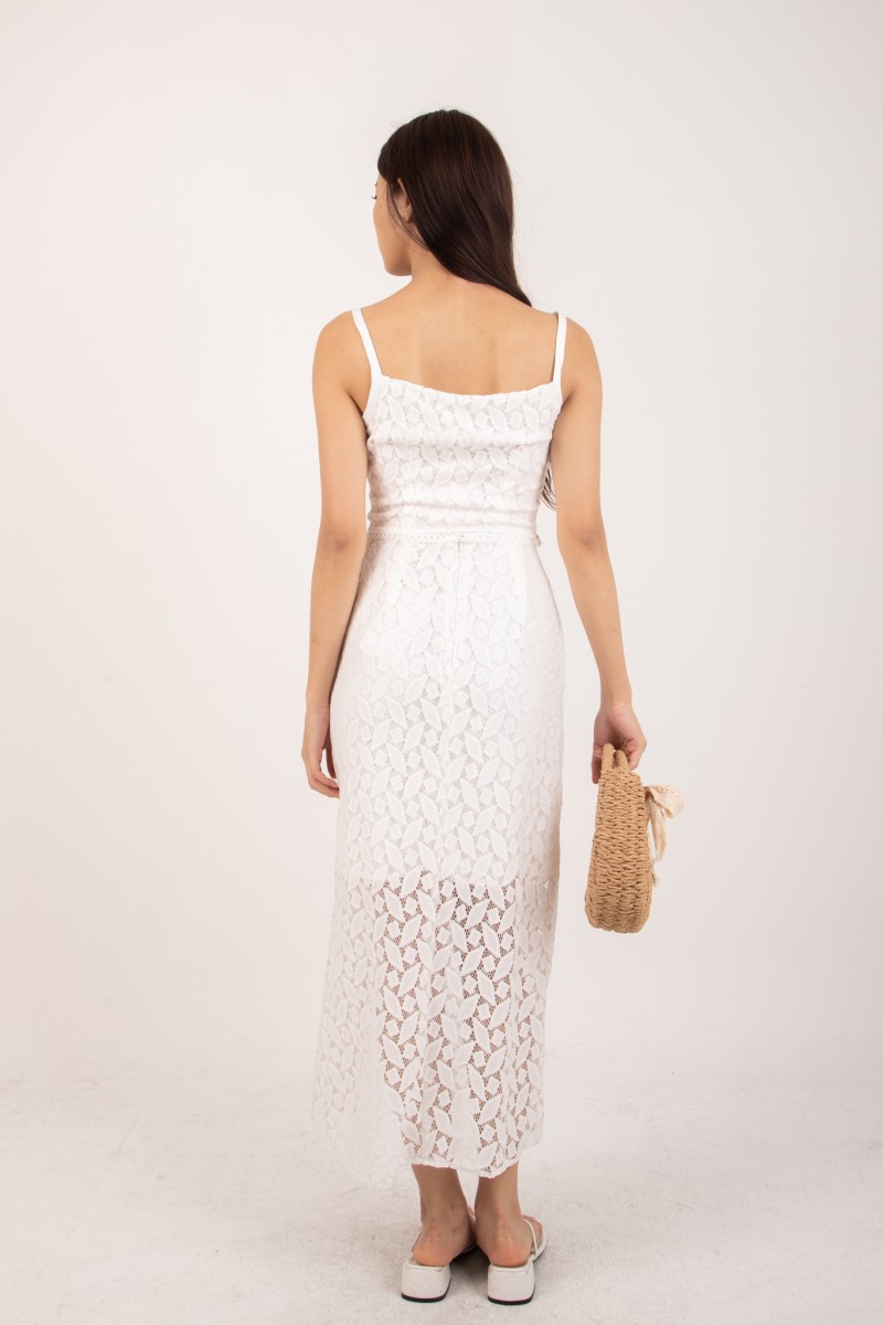 Aurielle Cropped Lace Skirt in White
