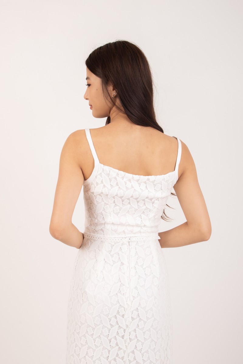 Aurielle Cropped Lace Skirt in White