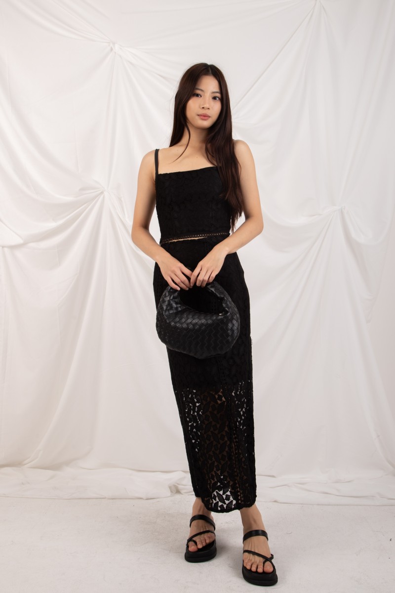 Aurielle Cropped Lace Top in Black