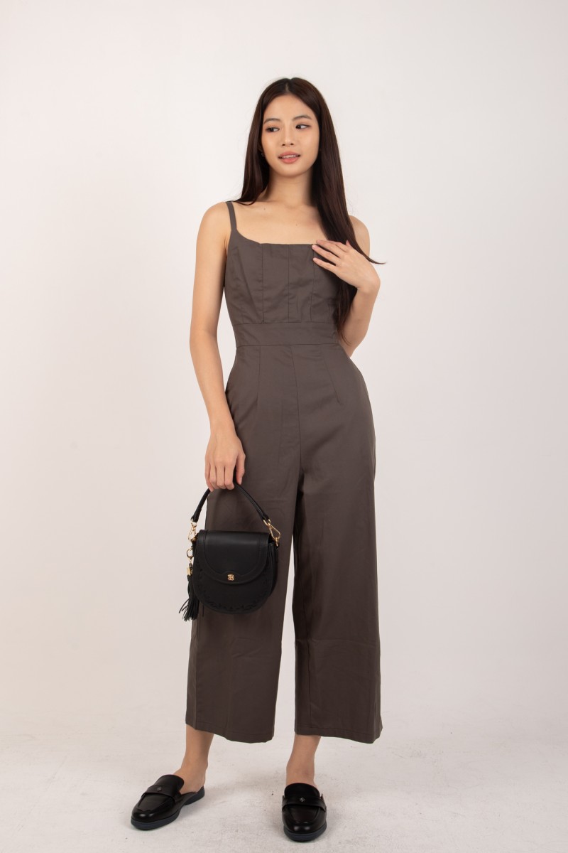 Morrigan Structured Wide-Leg Jumpsuit in Forest
