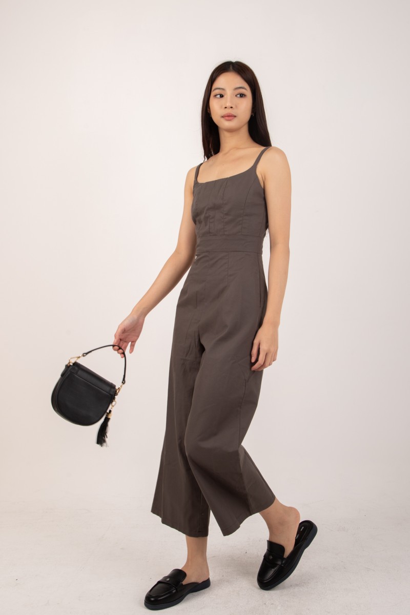 Morrigan Structured Wide-Leg Jumpsuit in Forest