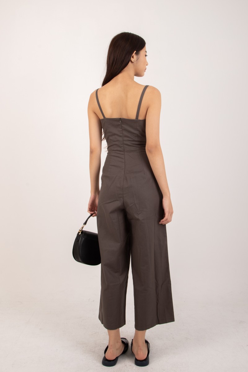 Morrigan Structured Wide-Leg Jumpsuit in Forest