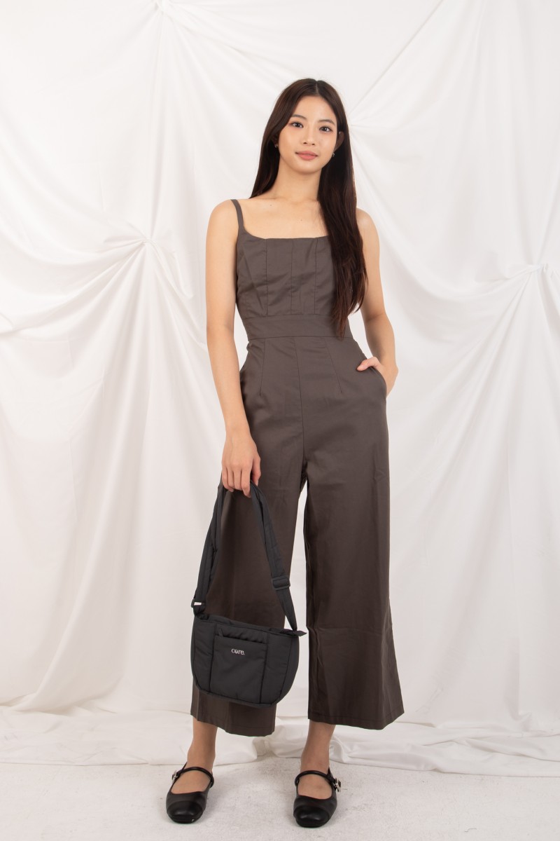 Morrigan Structured Wide-Leg Jumpsuit in Forest