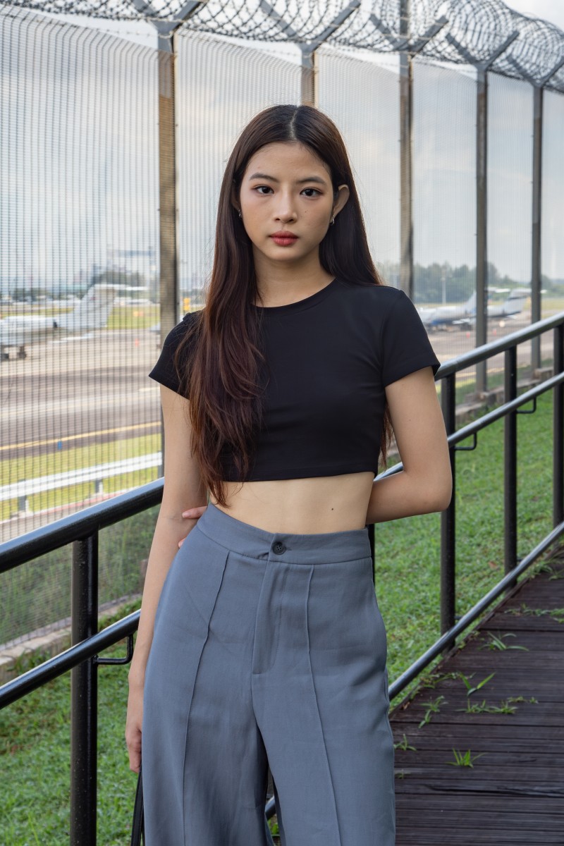 Lunet Wide-Leg Pants in Gunmetal