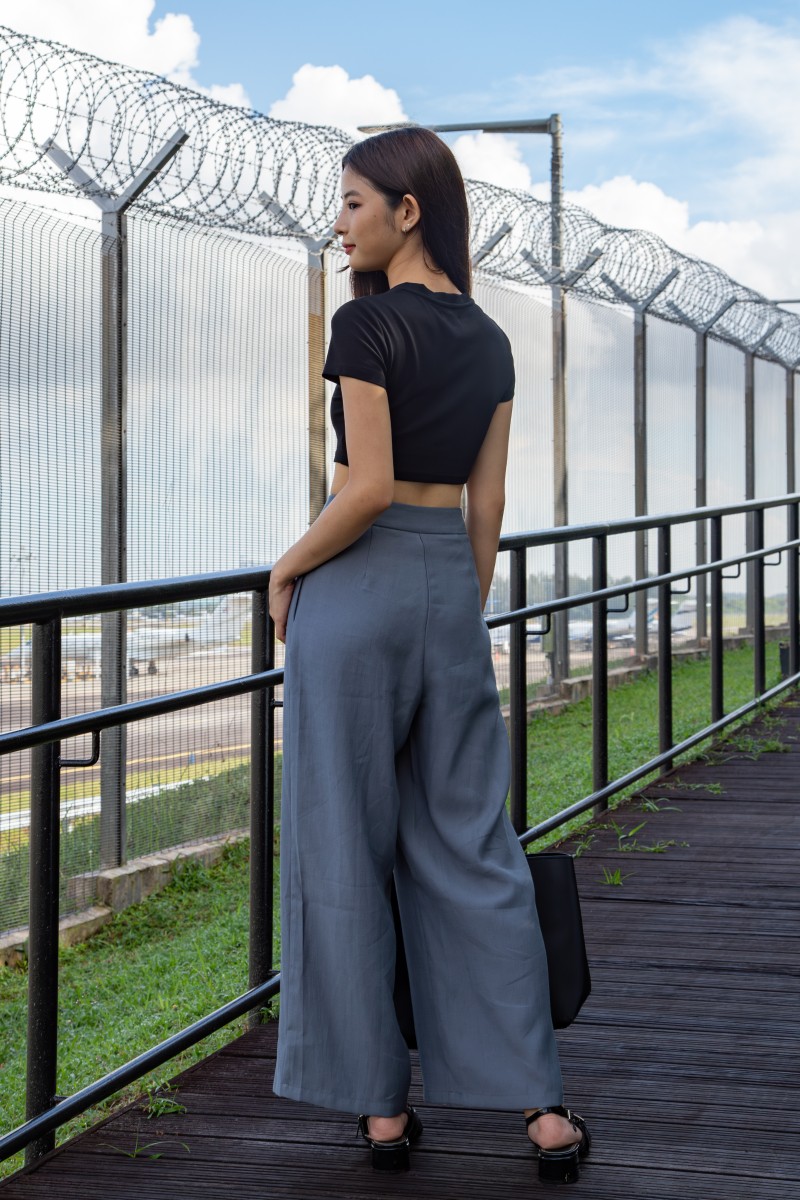 Lunet Wide-Leg Pants in Gunmetal