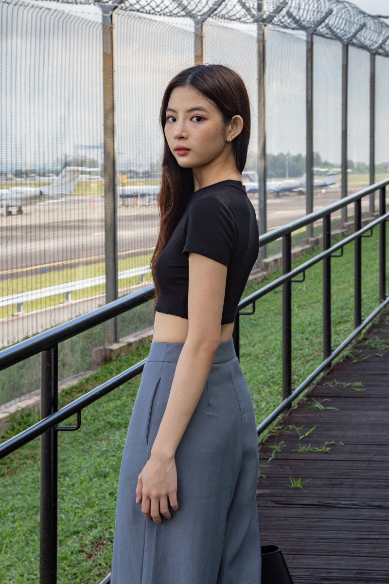 Lunet Wide-Leg Pants in Gunmetal