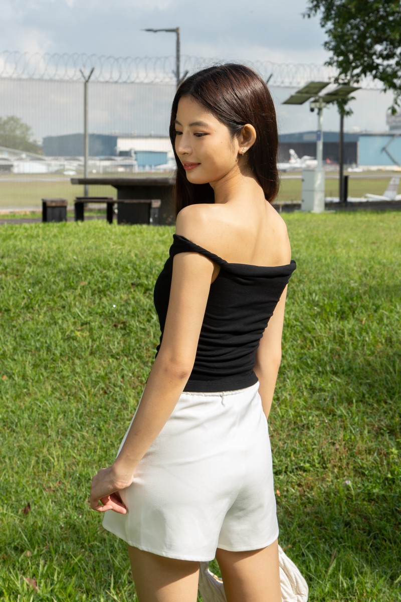 Kove Off-Shoulder Foldover Top in Black