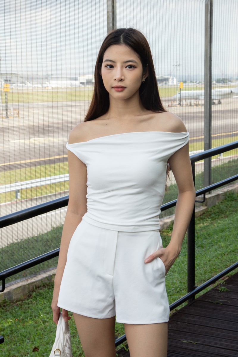 Kove Off-Shoulder Foldover Top in White