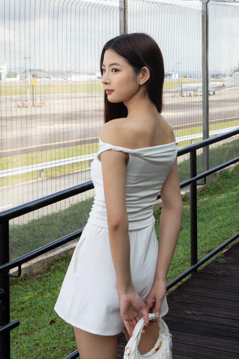 Kove Off-Shoulder Foldover Top in White