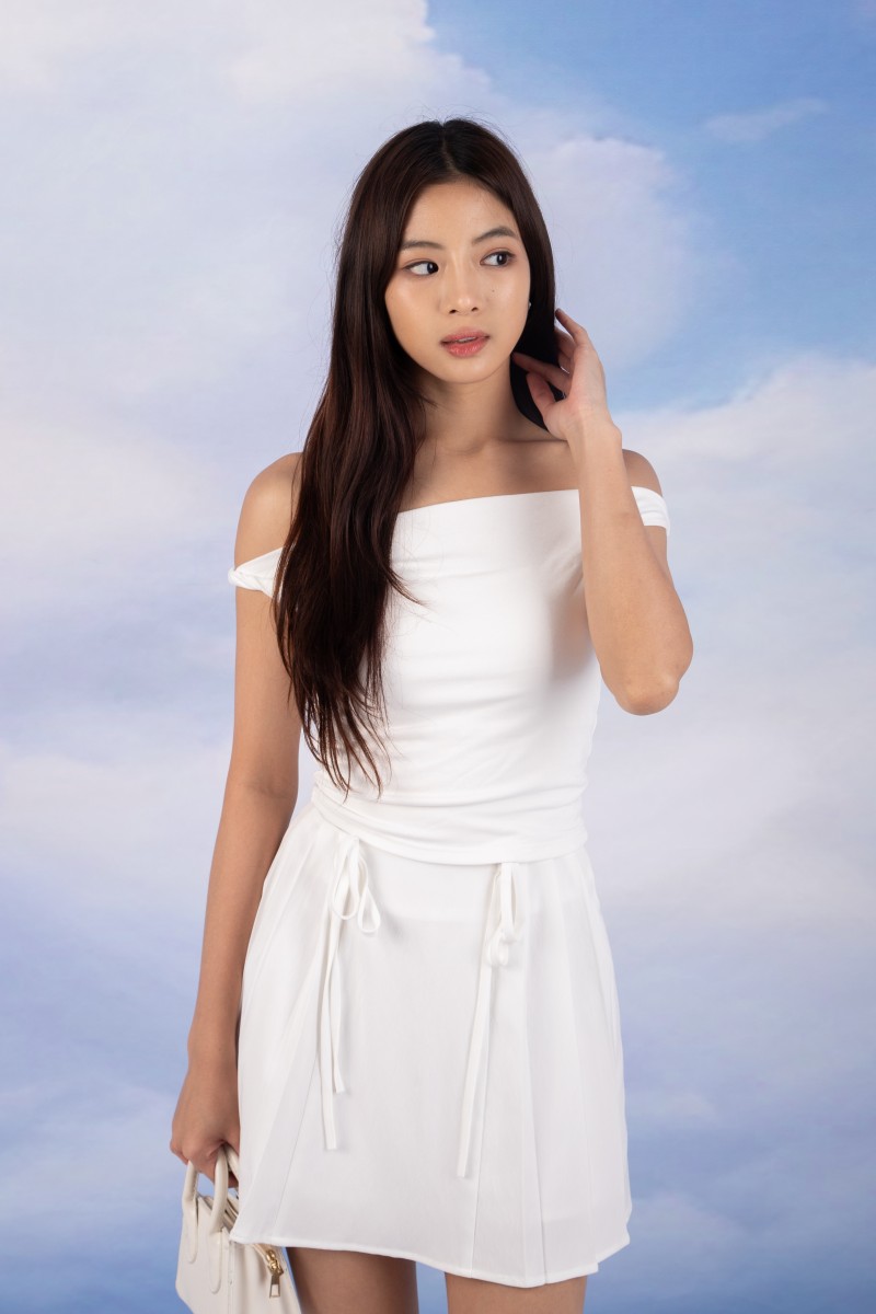 Kove Off-Shoulder Foldover Top in White