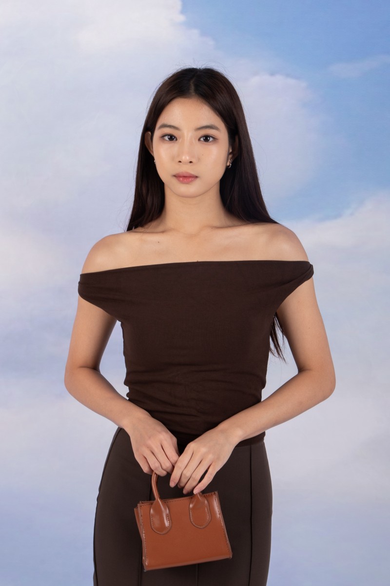 Kove Off-Shoulder Foldover Top in Mocha