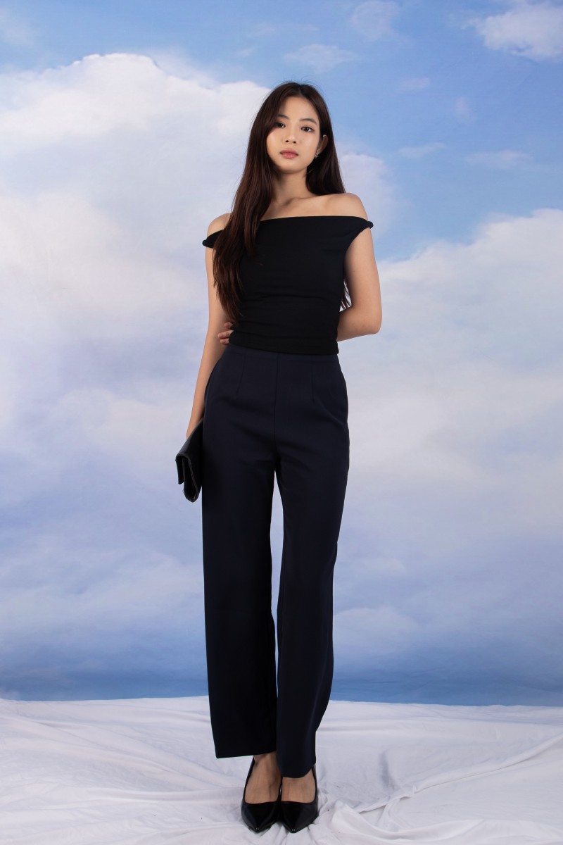 Kove Off-Shoulder Foldover Top in Black