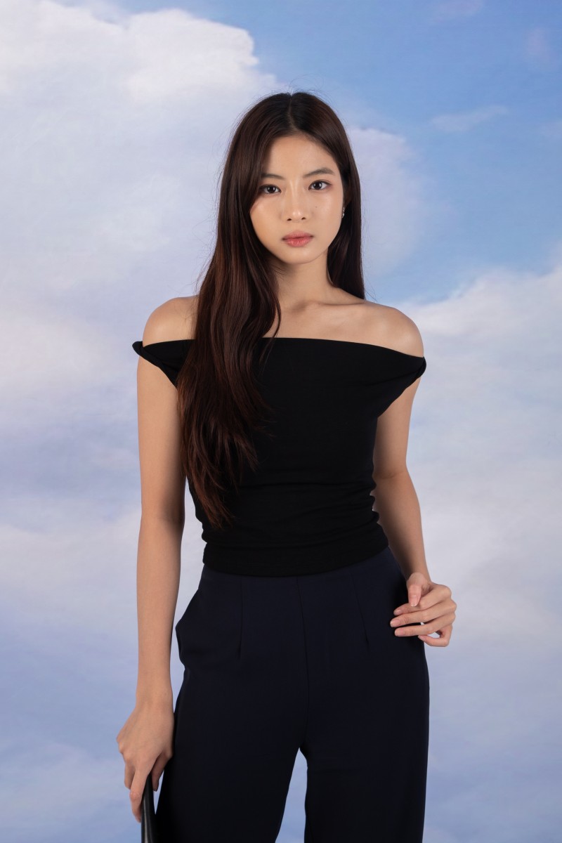 Kove Off-Shoulder Foldover Top in Black