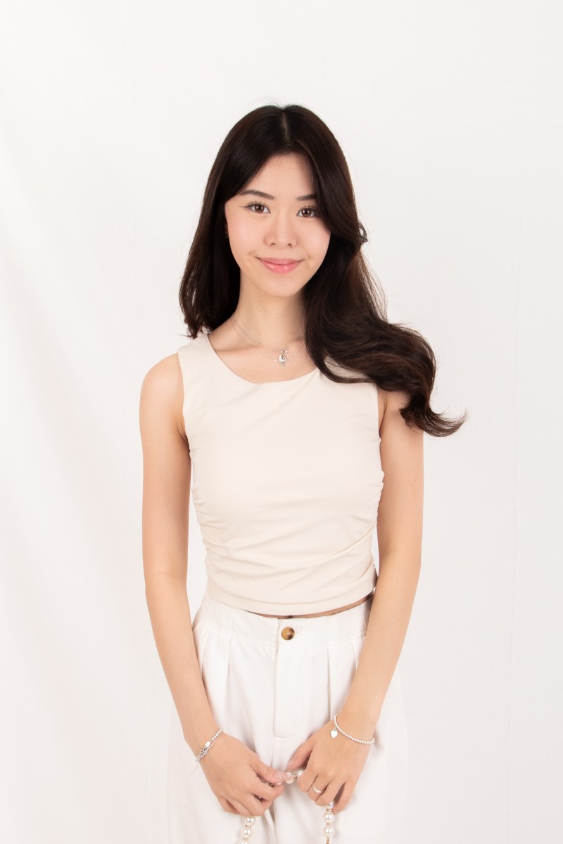 Novee Ruched Side Tank Top in Oat