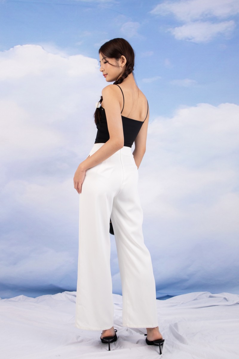 Lacey Ribbon Cami Top in Black