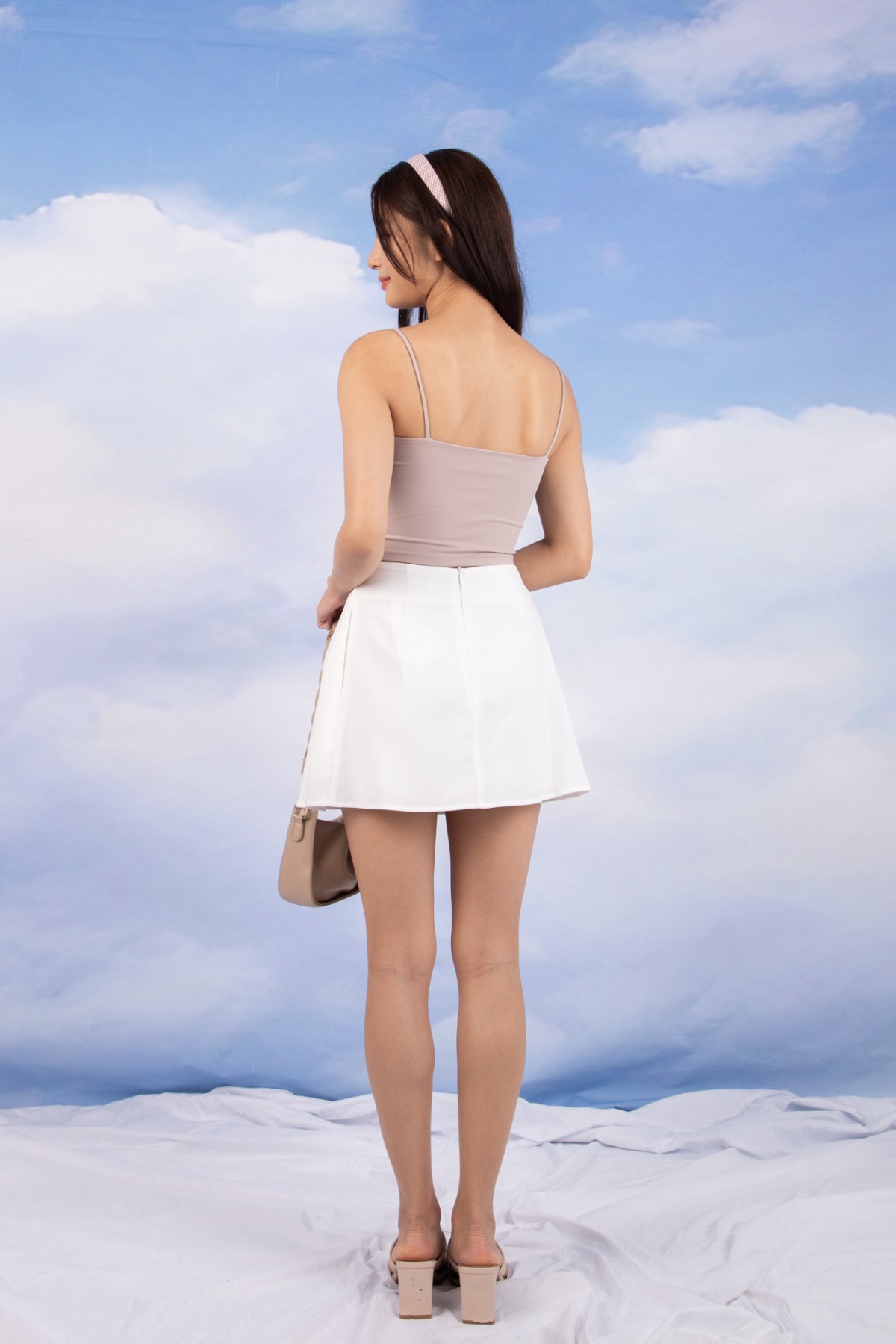 Lacey Ribbon Cami Top in Taupe