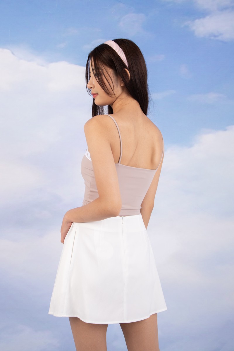 Lacey Ribbon Cami Top in Taupe