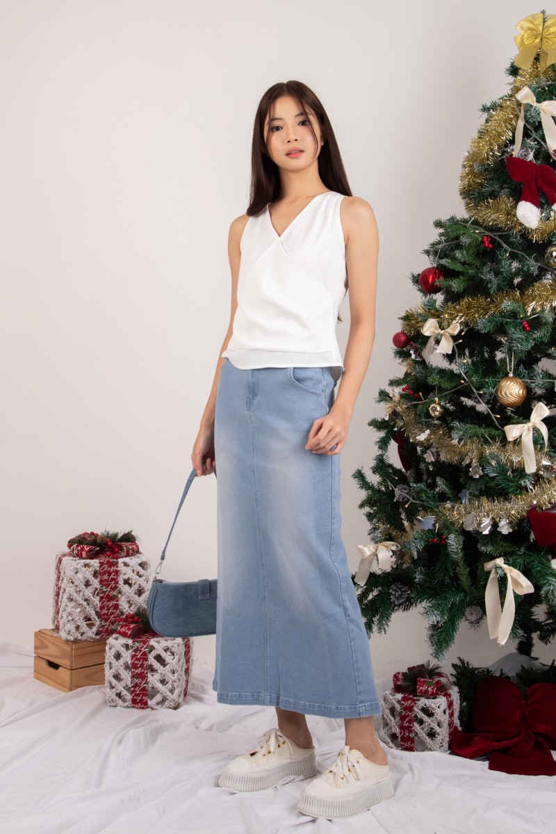 Calia V-Neck Wrap Top in White