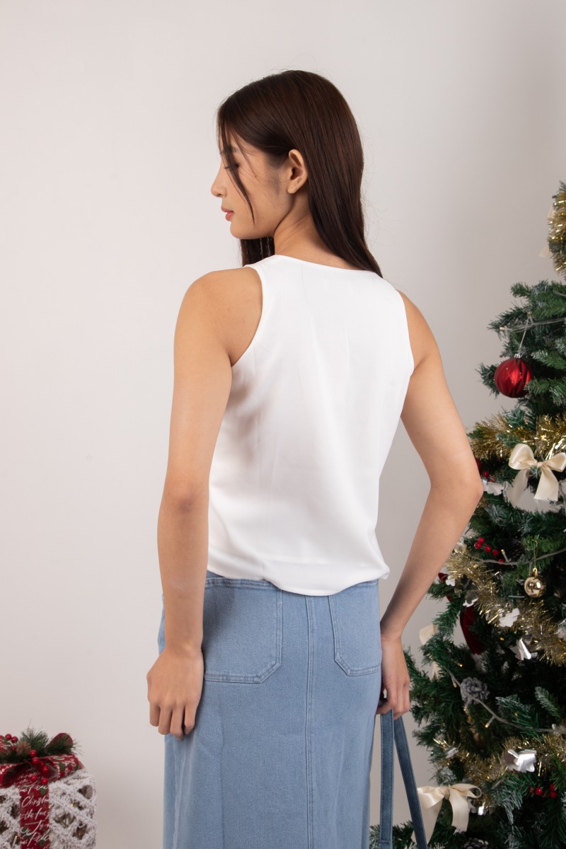 Calia V-Neck Wrap Top in White