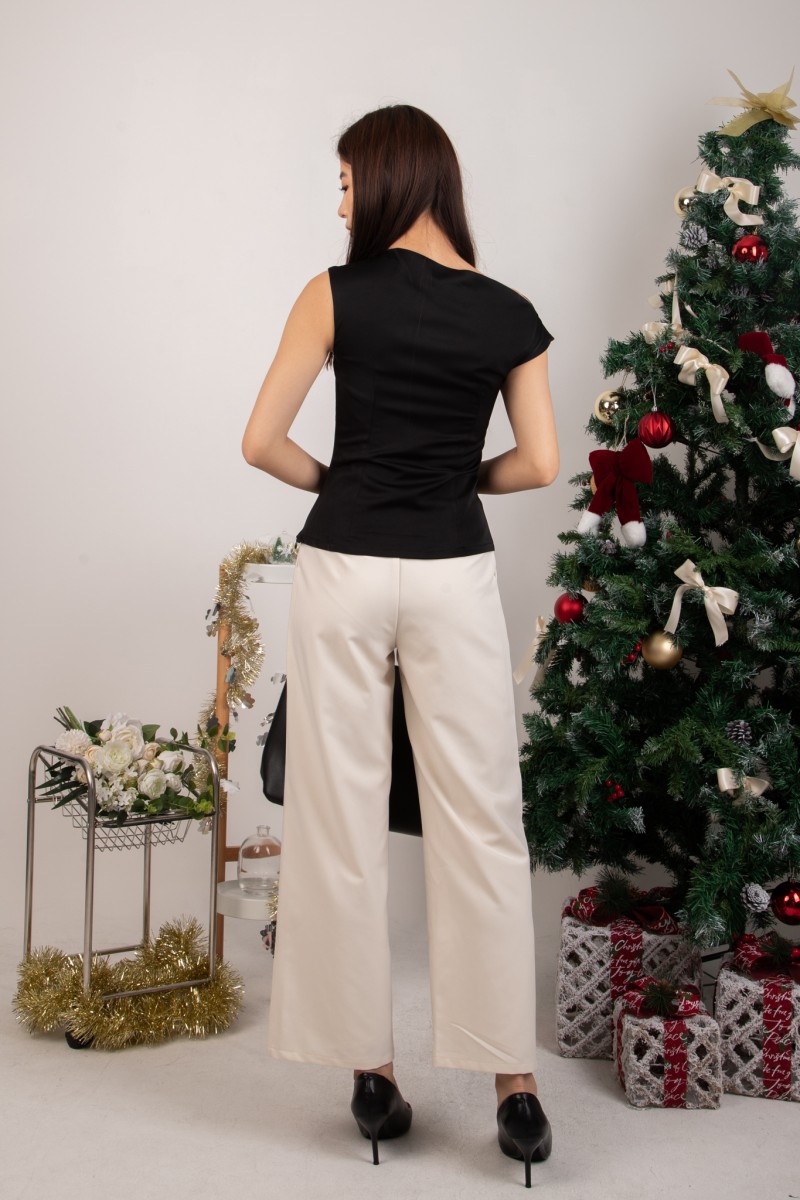 Nala Velvet Asymmetrical Top in Black