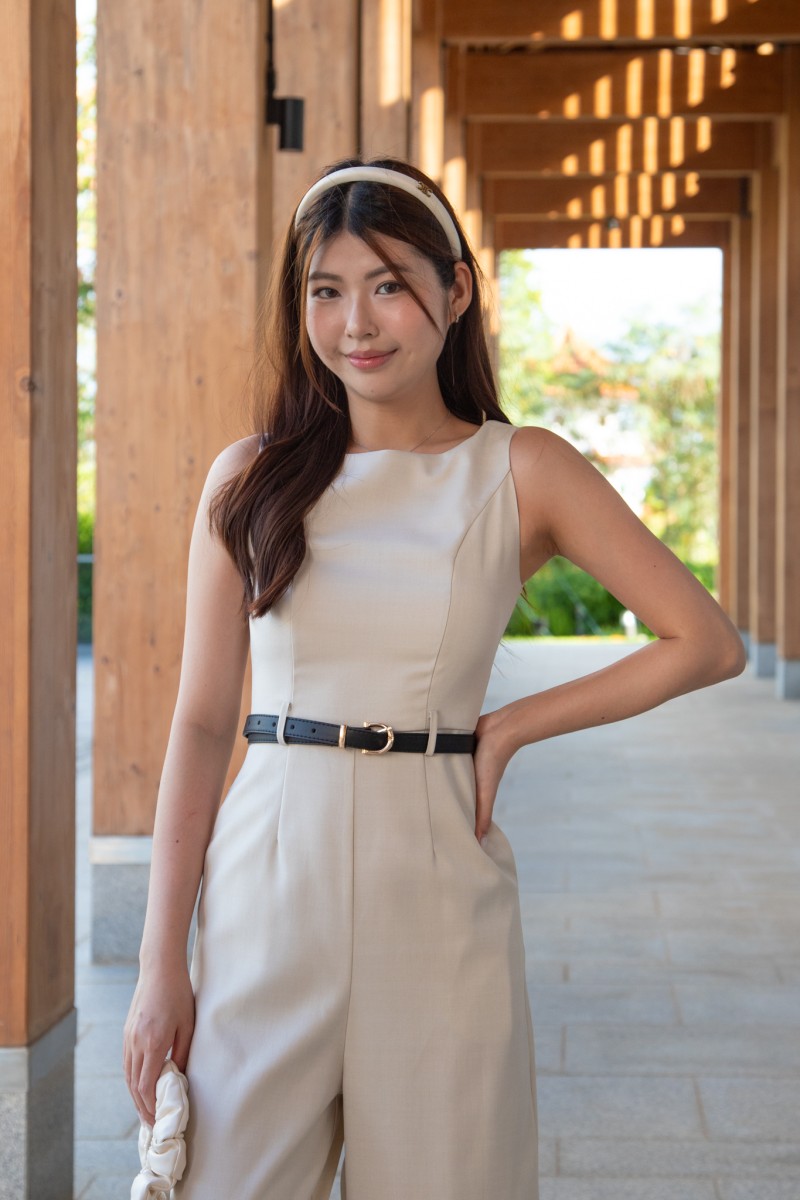 Pre-Sale: Jerica Sleeveless Wide-Leg Jumpsuit in Cream