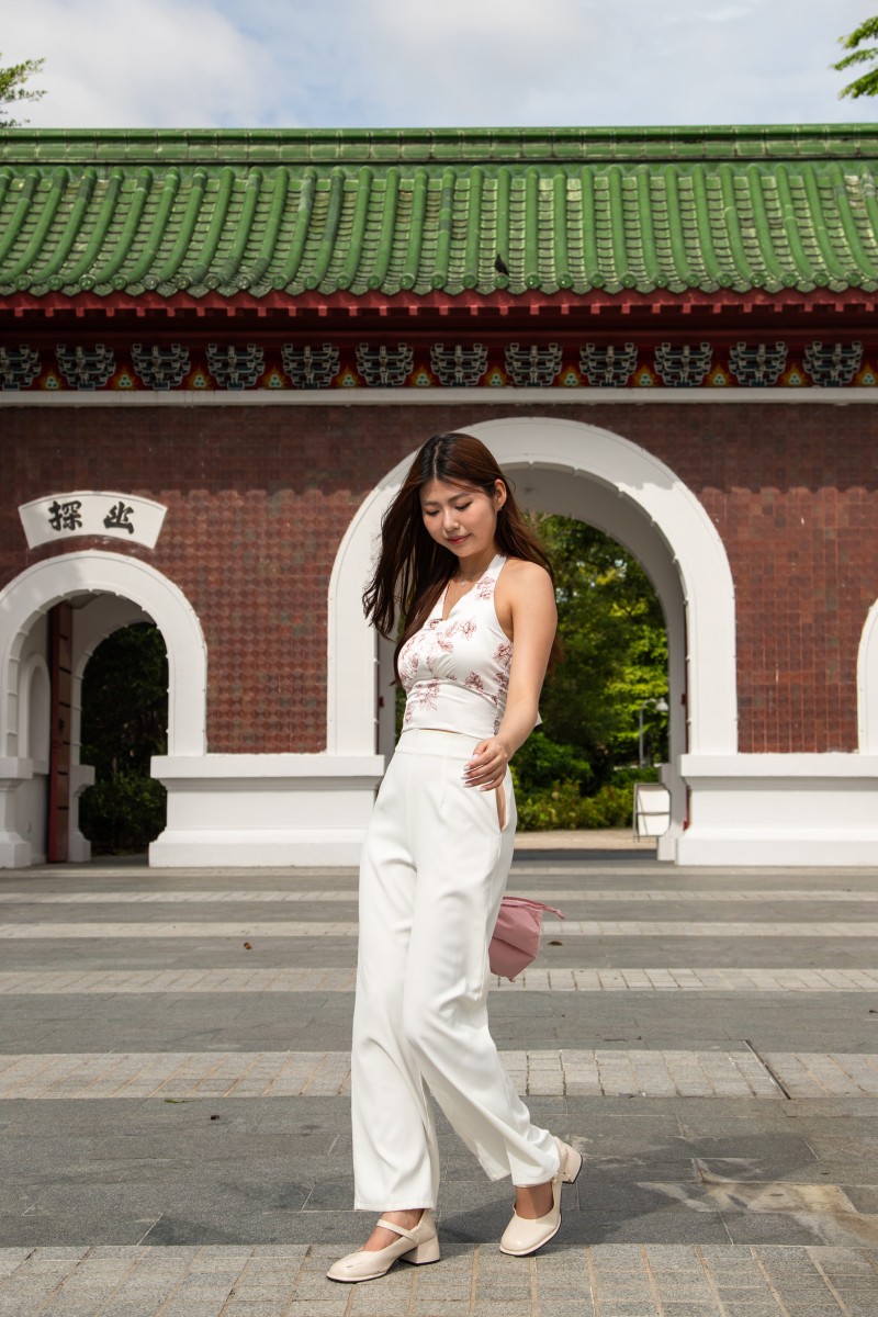Ping Floral Halter Tie Top in Wine