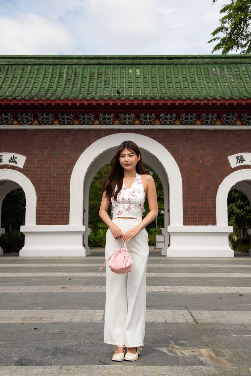 Ping Floral Halter Tie Top in Wine