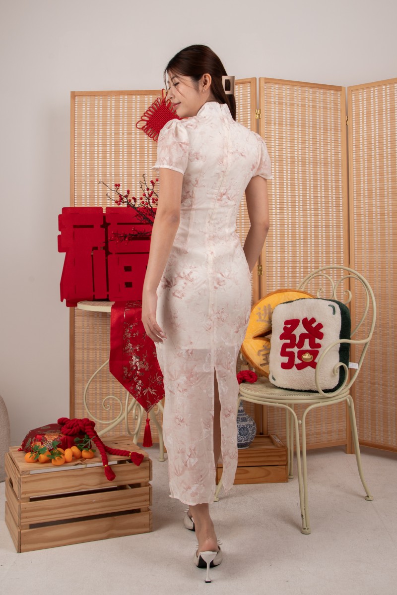RESTOCK3: Lea Maine Cheongsam Midi Dress in Pink