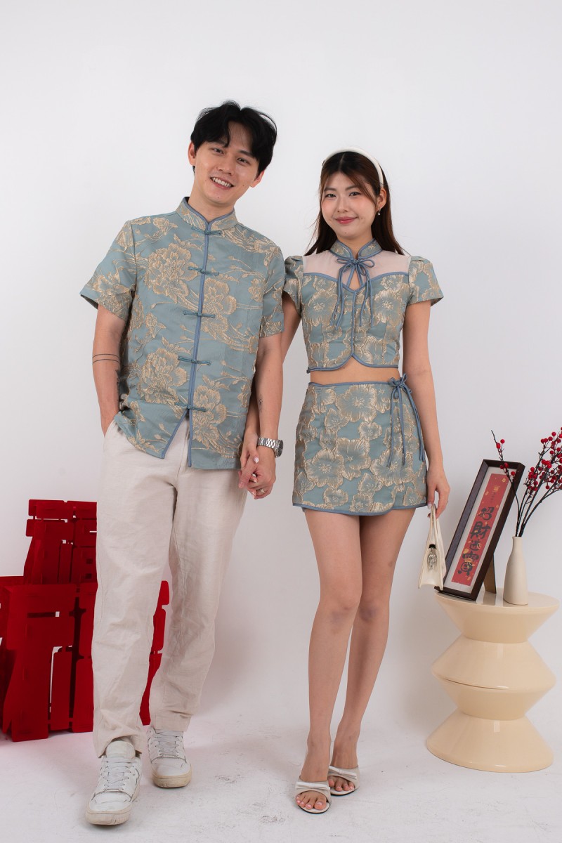 Leon Brocade Skort in Jade