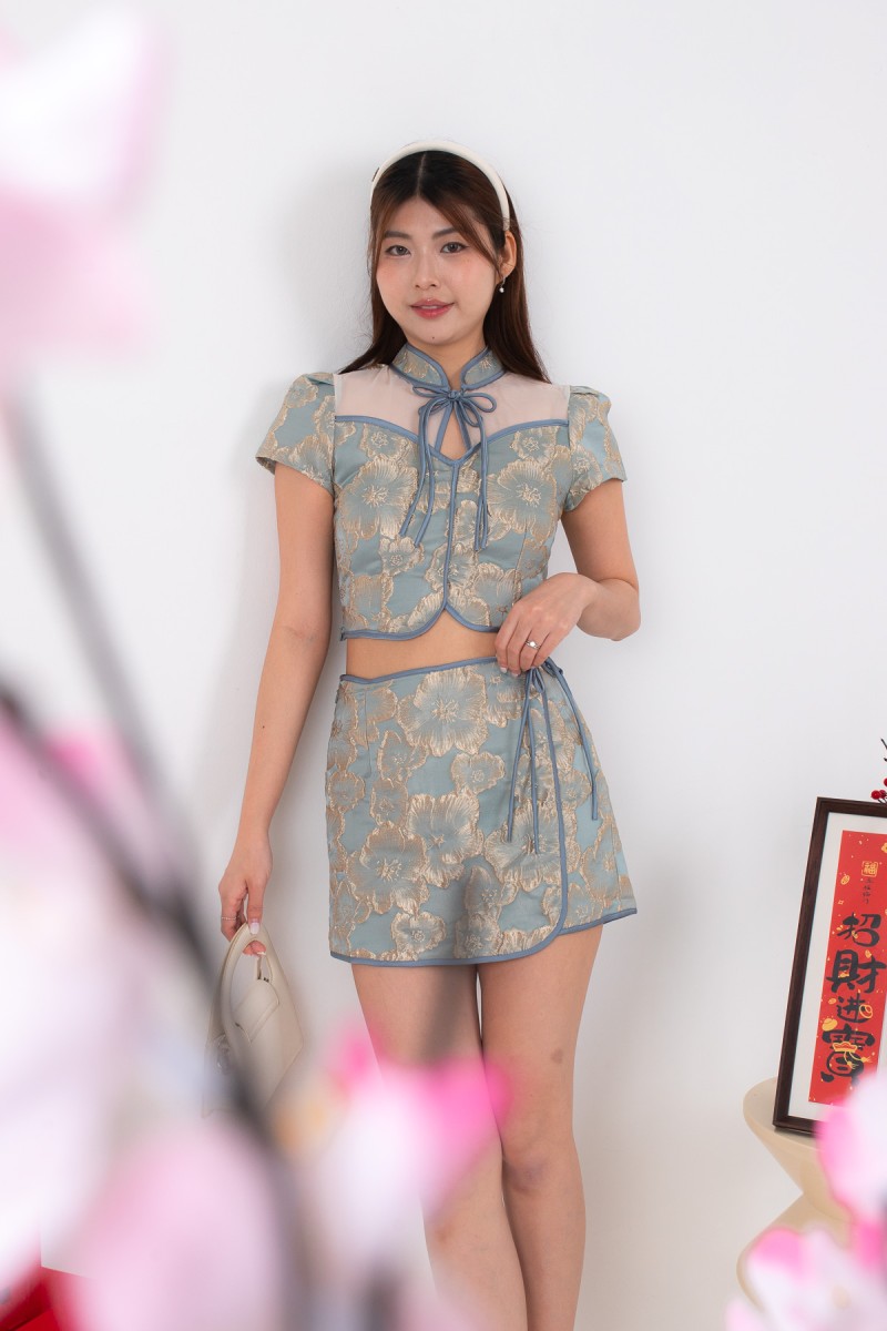 Leon Brocade Skort in Jade