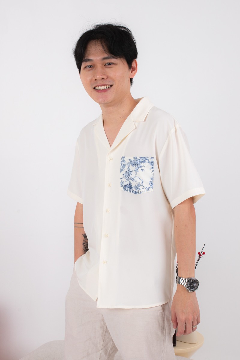 Concord Mens Floral Pocket Shirt in Navy