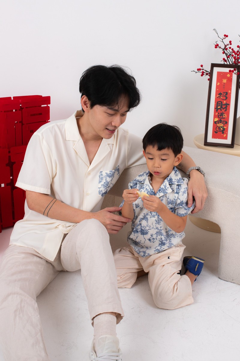 Concord Junior Boy Floral Shirt in Navy