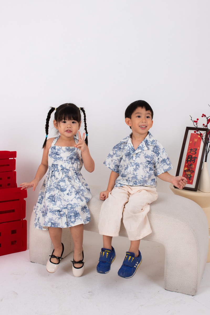 Concord Junior Boy Floral Shirt in Navy