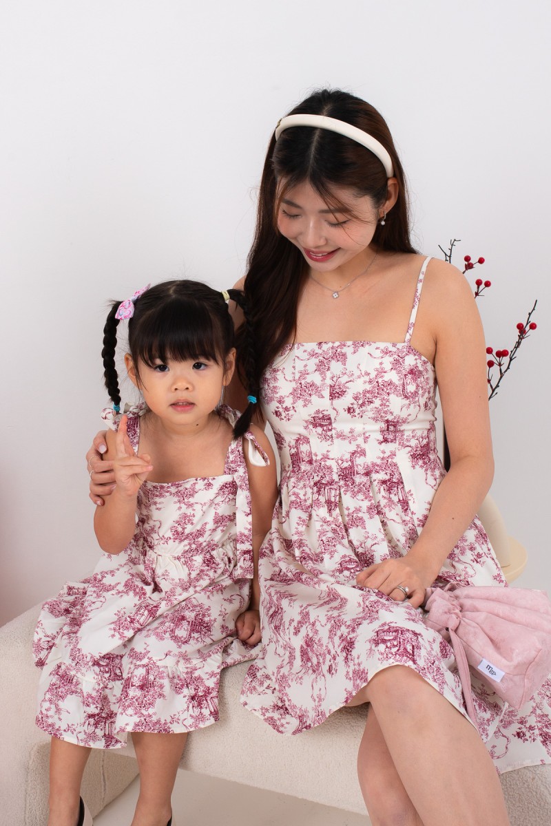 Concord Junior Girl Floral Dress in Wine