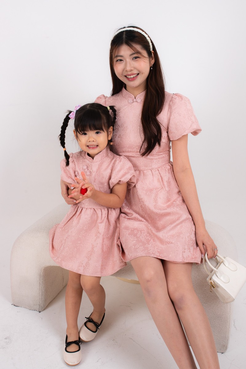 Lineage Junior Girl Cheongsam Dress in Pink