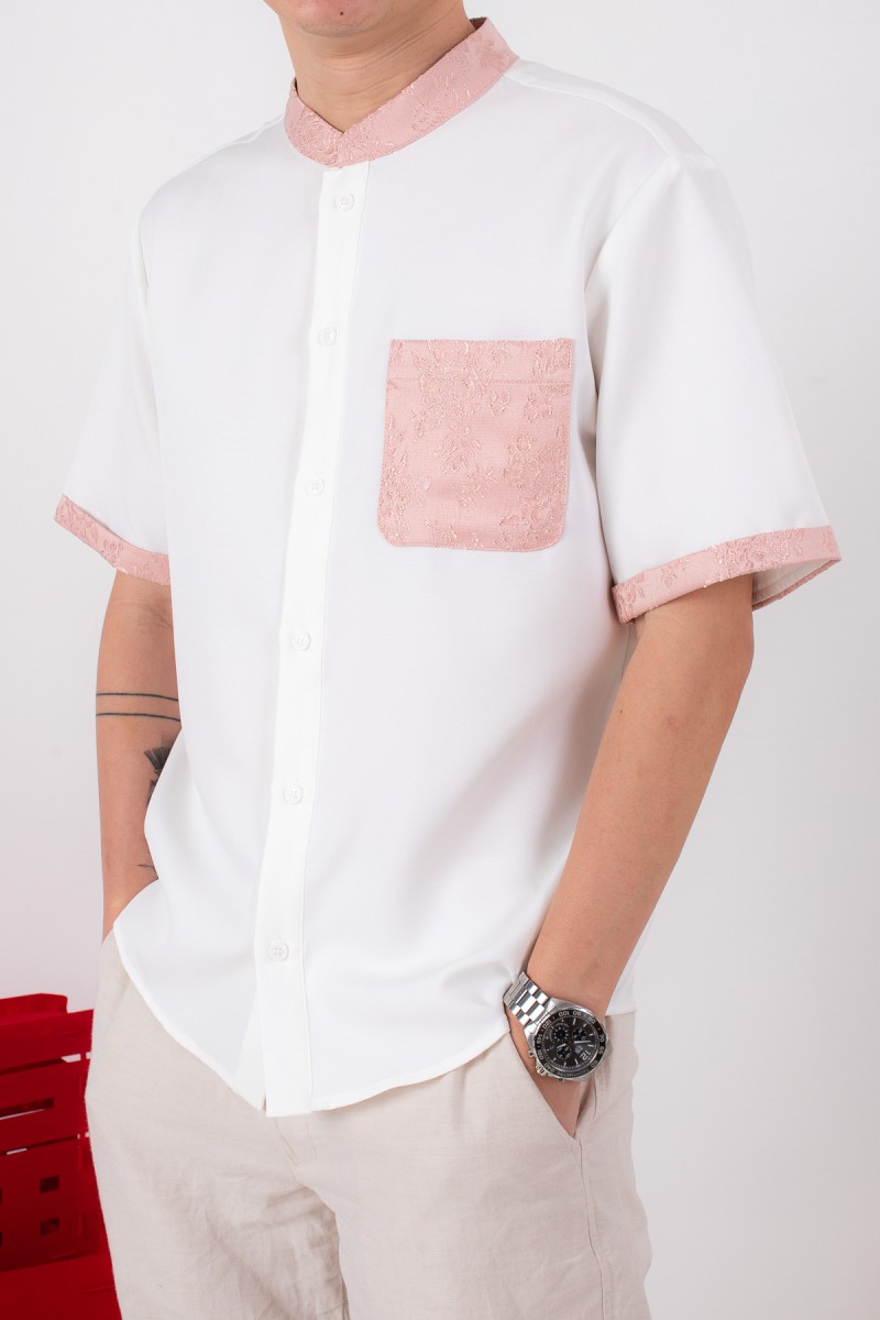 Lineage Mens Contrast Pocket Shirt in Pink