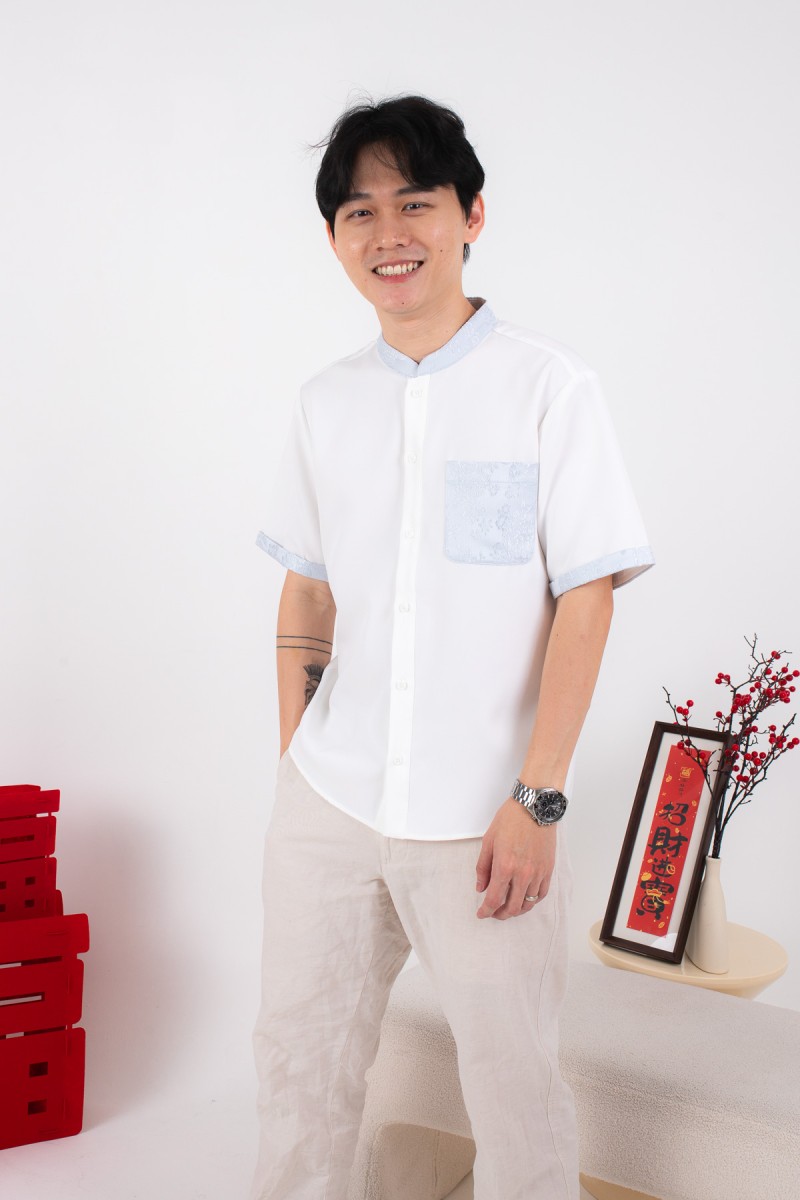 Lineage Mens Contrast Pocket Shirt in Blue