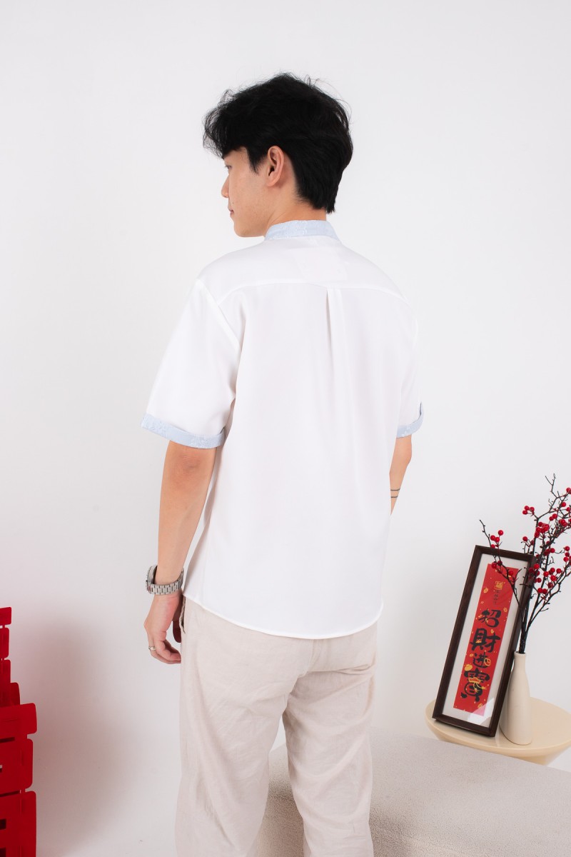 Lineage Mens Contrast Pocket Shirt in Blue