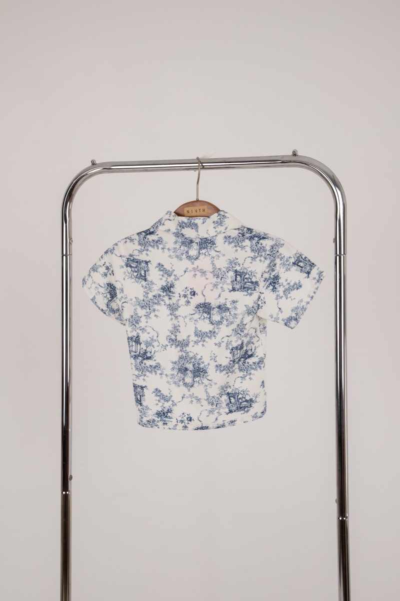 Concord Junior Boy Floral Shirt in Navy