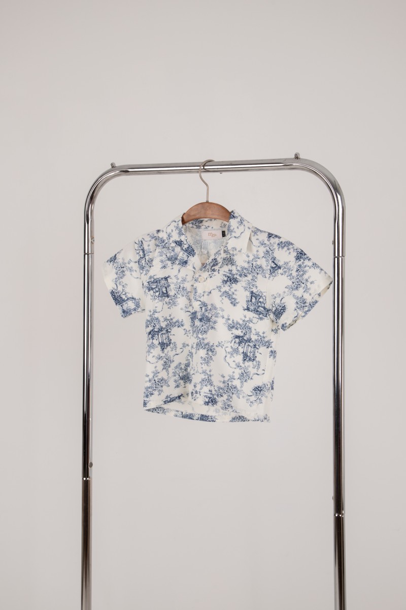 Concord Junior Boy Floral Shirt in Navy