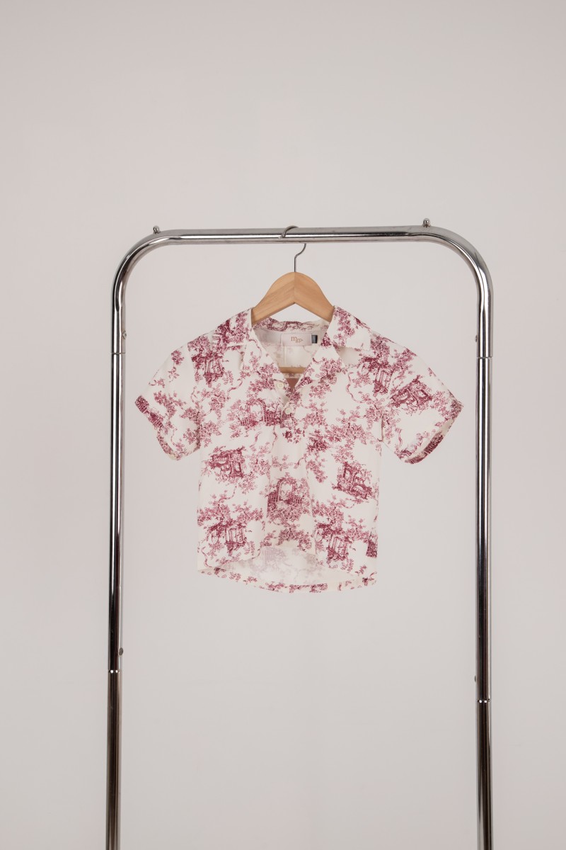 Concord Junior Boy Floral Shirt in Wine