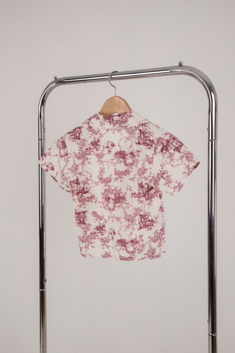 Concord Junior Boy Floral Shirt in Wine