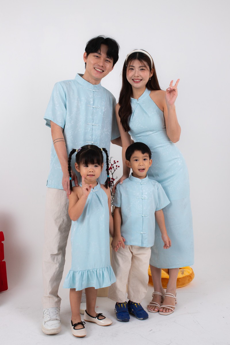 Miranda Cheongsam Maxi Dress in Tiffany Blue