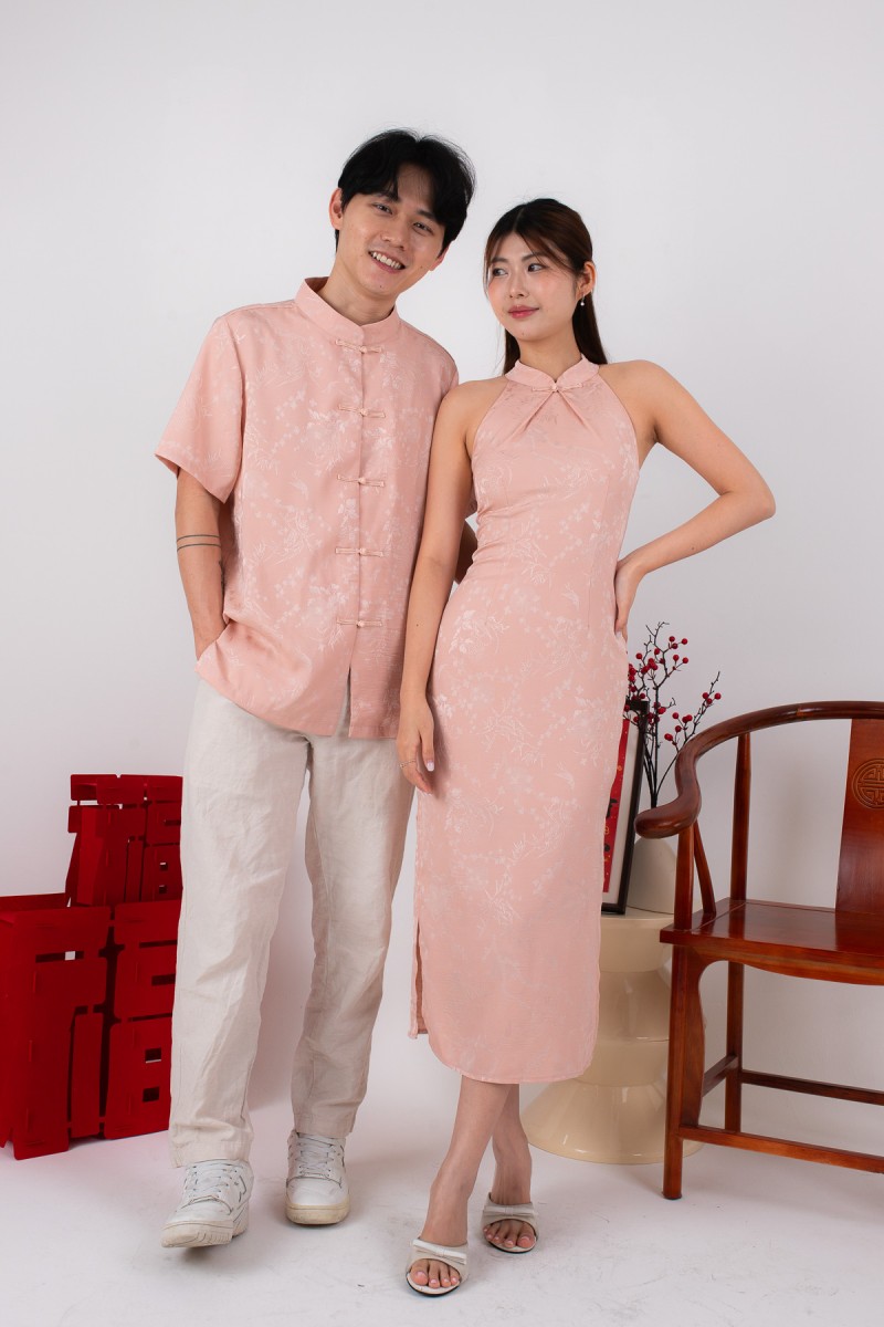 Miranda Cheongsam Maxi Dress in Pink