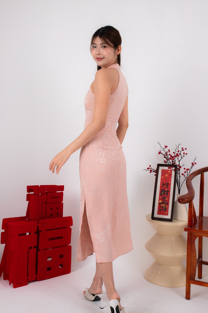 Miranda Cheongsam Maxi Dress in Pink