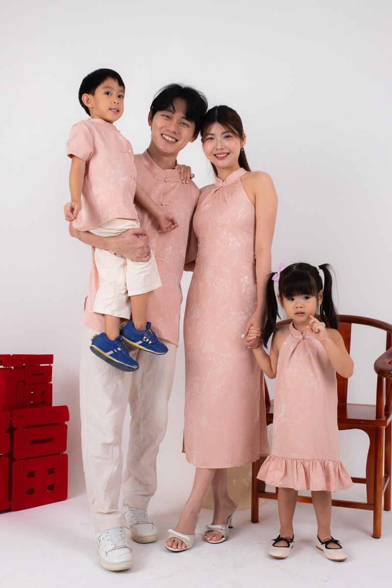 Miranda Cheongsam Maxi Dress in Pink