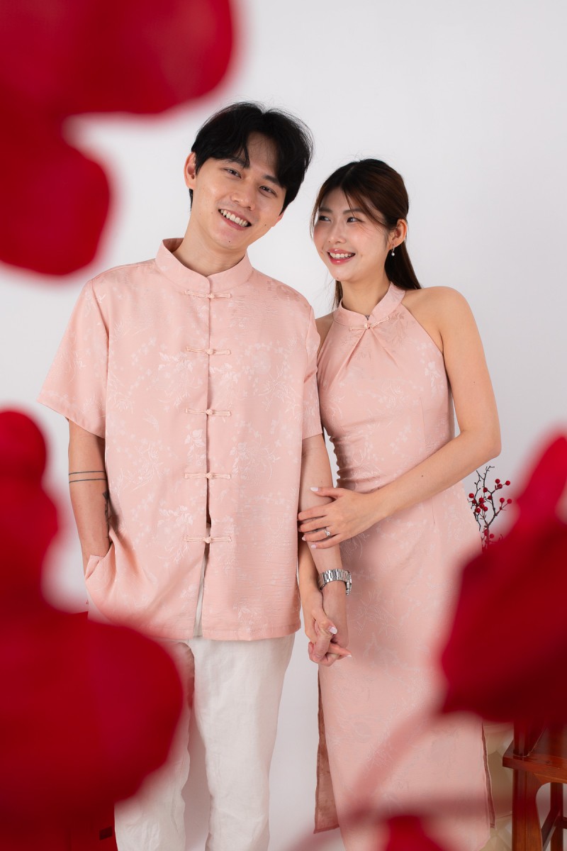 Evan Mens Mandarin Shirt in Pink