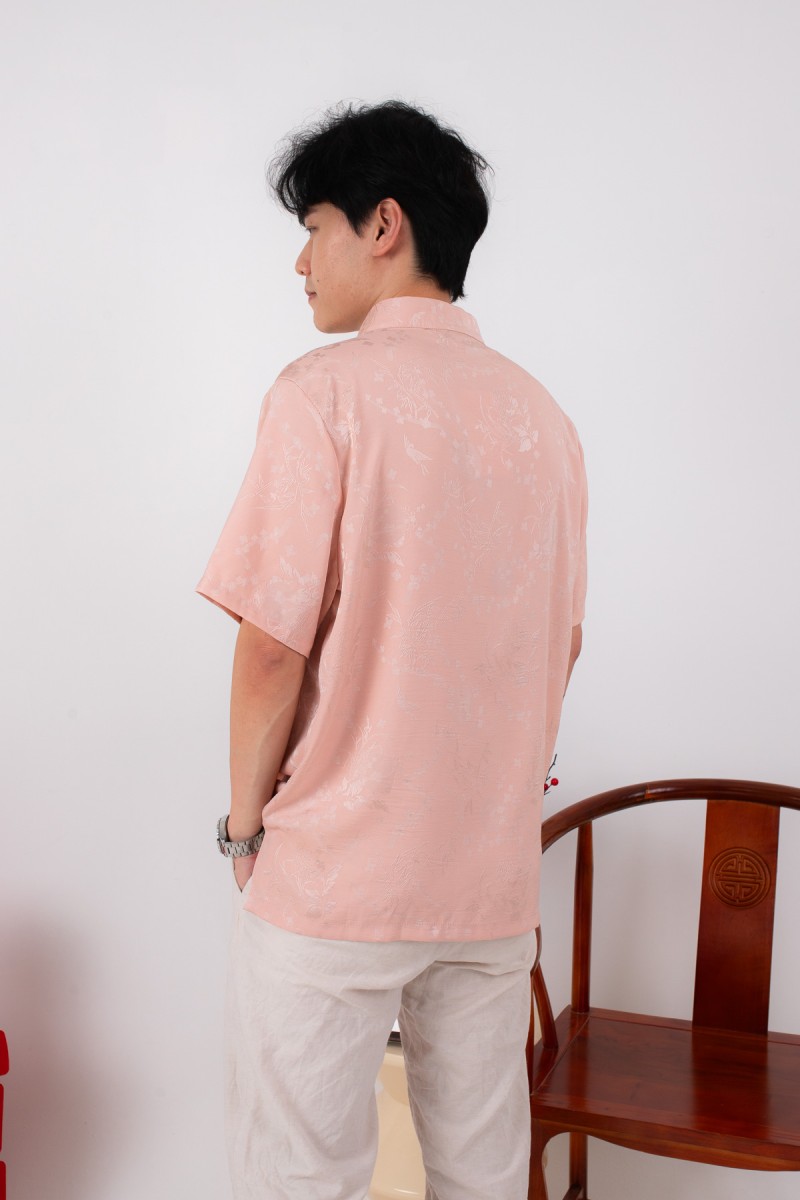 Evan Mens Mandarin Shirt in Pink