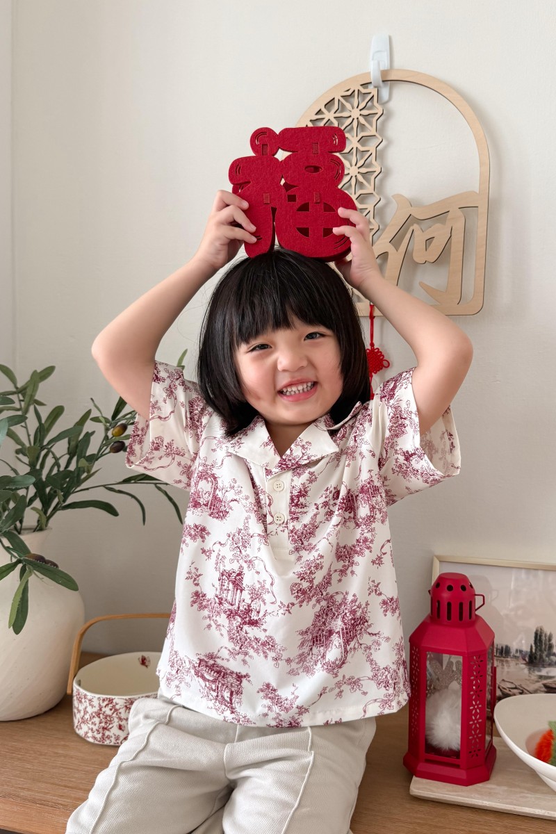 Concord Junior Boy Floral Shirt in Wine